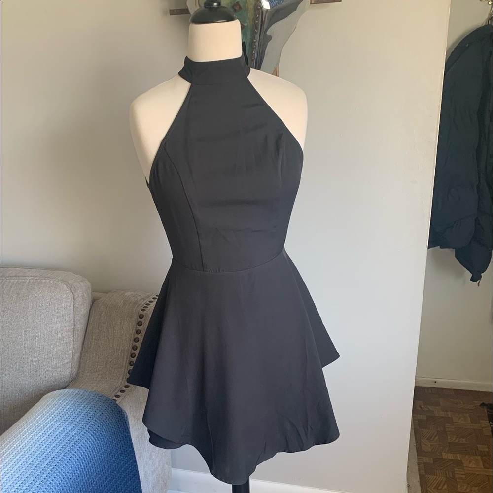 High Neck/Low Back Skater Mini Dress